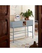 Console Corvo 1 porte et 2 tiroirs gris perle - 120x35x90cm