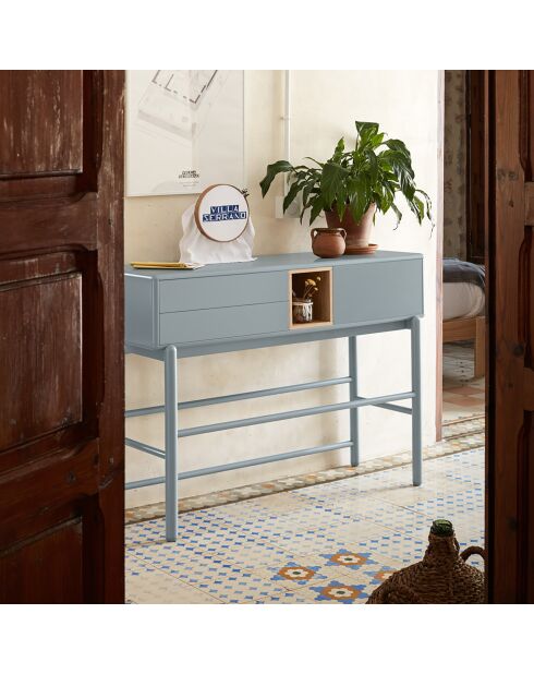 Console Corvo 1 porte et 2 tiroirs gris perle - 120x35x90cm