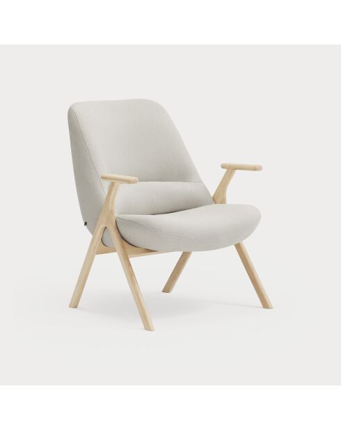 Kleiner Sessel 61200 Dins cremefarben mit Holzbeinen — 74x77x43/93cm