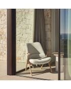 Kleiner Sessel 61200 Dins cremefarben mit Holzbeinen — 74x77x43/93cm