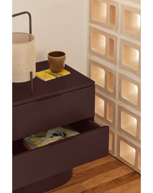 Totem Nachttisch 2 Schubladen Aubergine - 50x36,5x55cm