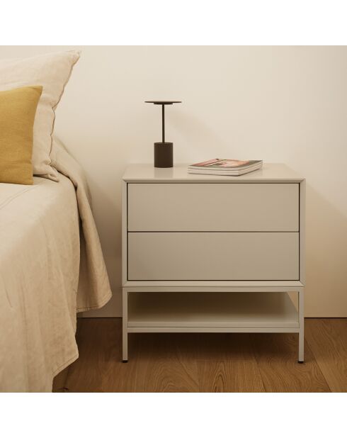 Comodino Platt 2 cassetti sabbia - 55x40x55cm