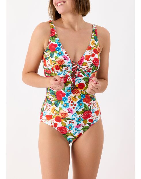 Maillot de bain 1 pièce coupe sous poitrine Donatella blanc