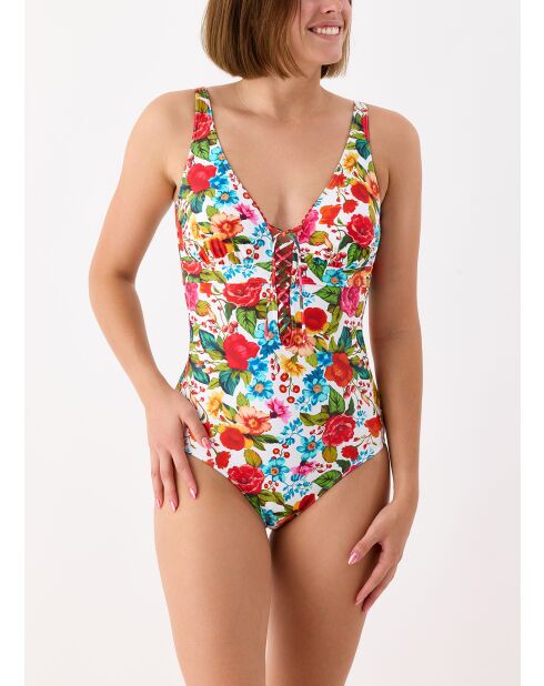 Maillot de bain 1 pièce coupe sous poitrine Donatella blanc