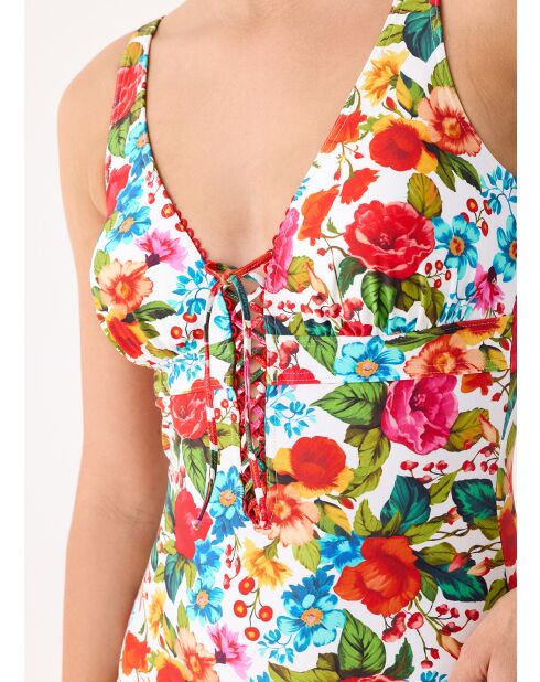 Maillot de bain 1 pièce coupe sous poitrine Donatella blanc