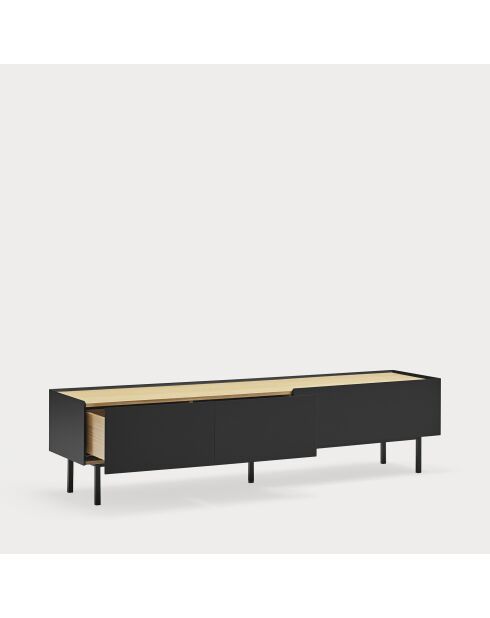 Meuble TV Arista 2 portes et 1 tiroir noir - 180x40x45cm