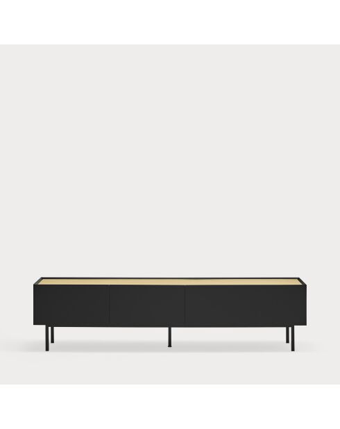 Meuble TV Arista 2 portes et 1 tiroir noir - 180x40x45cm