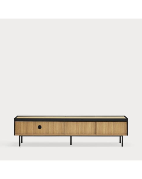 Meuble TV Arista 2 portes et 1 tiroir noir - 180x40x45cm