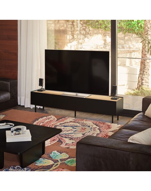 Meuble TV Arista 2 portes et 1 tiroir noir - 180x40x45cm