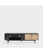 Porta TV Sierra 2 ante e 3 cassetti rovere nero e chiaro - 180x40x52cm