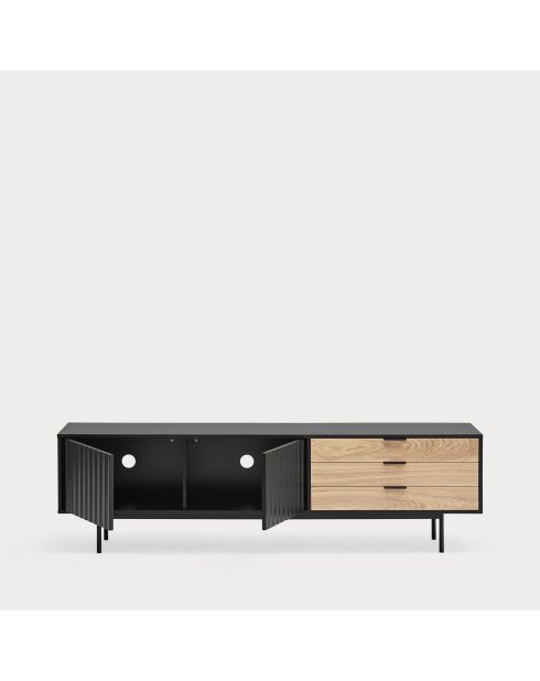 Sierra TV-Ständer mit 2 Türen und 3 Schubladen, schwarz und hell, 180 x 40 x 52 cm