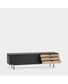 Porta TV Sierra 2 ante e 3 cassetti rovere nero e chiaro - 180x40x52cm