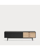 Porta TV Sierra 2 ante e 3 cassetti rovere nero e chiaro - 180x40x52cm