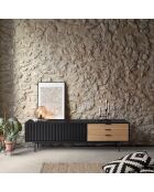 Porta TV Sierra 2 ante e 3 cassetti rovere nero e chiaro - 180x40x52cm