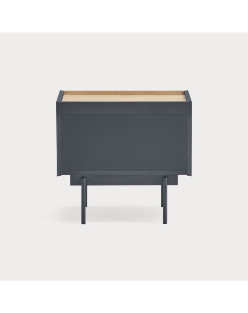 Otto Nachttisch 2 Schubladen Anthrazitgrau und Eiche - 52x35x46cm