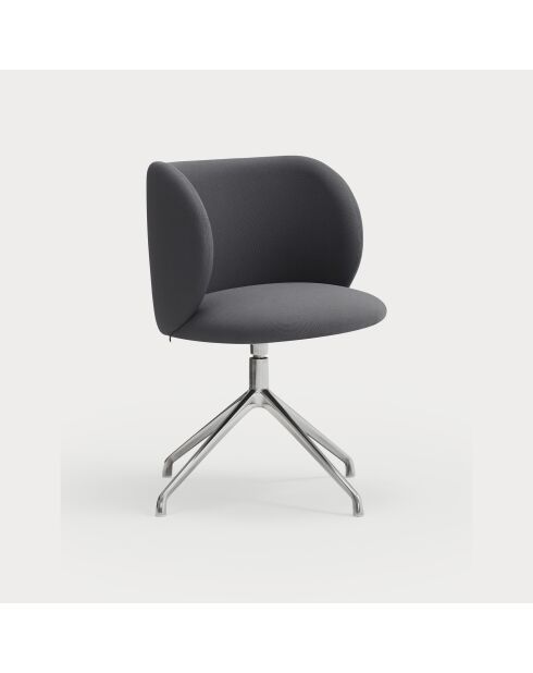 2 Mogi 60107 donkergrijze stoelen met chromen poten - 59x56x49/81cm