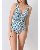Traje de baño de una sola pieza color azul Riviera