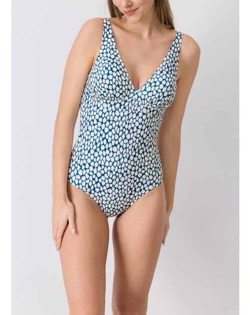 Traje de baño de una sola pieza color azul Riviera