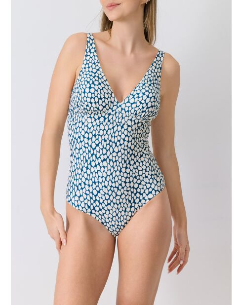 Traje de baño de una sola pieza color azul Riviera