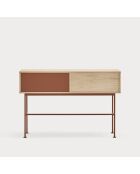 Consolle Yoko 2 cassetti rovere e rosso mattone - 120x35x80cm