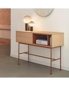 Consolle Yoko 2 cassetti rovere e rosso mattone - 120x35x80cm