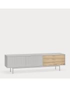 Sierra tv-meubel 2 deuren en 3 laden lichtgrijs en eikenhout - 180x40x52cm