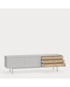 Sierra tv-meubel 2 deuren en 3 laden lichtgrijs en eikenhout - 180x40x52cm