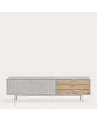 Sierra tv-meubel 2 deuren en 3 laden lichtgrijs en eikenhout - 180x40x52cm