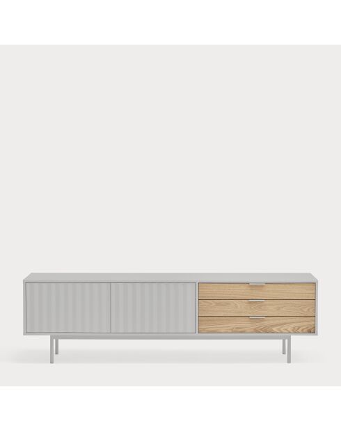 Sierra tv-meubel 2 deuren en 3 laden lichtgrijs en eikenhout - 180x40x52cm