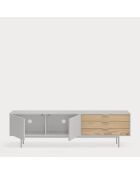 Sierra tv-meubel 2 deuren en 3 laden lichtgrijs en eikenhout - 180x40x52cm