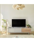 Sierra tv-meubel 2 deuren en 3 laden lichtgrijs en eikenhout - 180x40x52cm