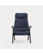 Fauteuil grand format 66201 Dins bleu avec pieds noirs - 74x80x43/117cm