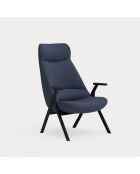 Fauteuil grand format 66201 Dins bleu avec pieds noirs - 74x80x43/117cm