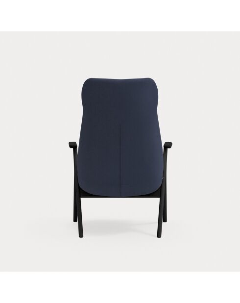 Fauteuil grand format 66201 Dins bleu avec pieds noirs - 74x80x43/117cm