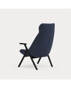 Fauteuil grand format 66201 Dins bleu avec pieds noirs - 74x80x43/117cm
