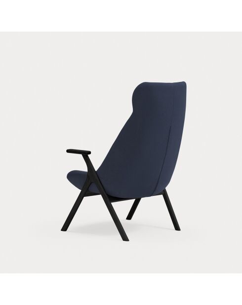 Fauteuil grand format 66201 Dins bleu avec pieds noirs - 74x80x43/117cm