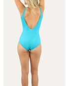 Allure blauer einteiliger Badeanzug mit Unterbrustpartie