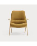 Fauteuil petit format 62108 Dins moutarde avec pieds en bois - 74x77x43/93cm