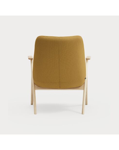 Fauteuil petit format 62108 Dins moutarde avec pieds en bois - 74x77x43/93cm