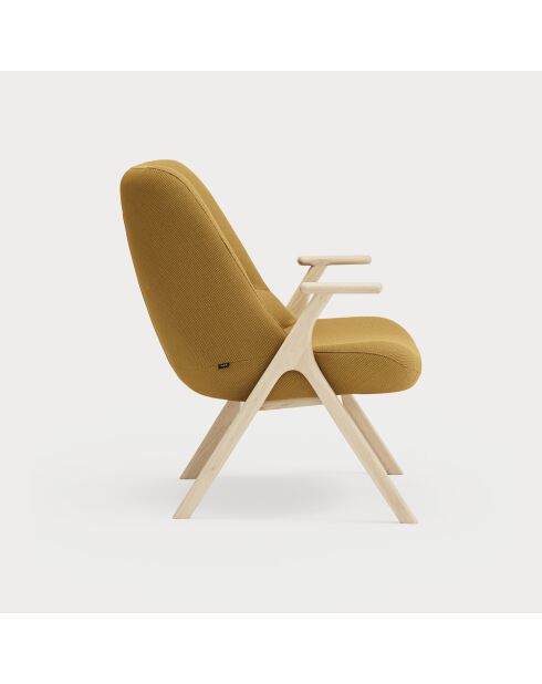 Fauteuil petit format 62108 Dins moutarde avec pieds en bois - 74x77x43/93cm
