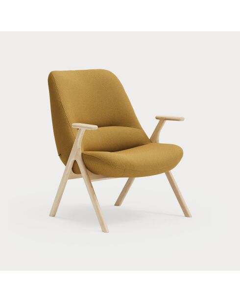 Fauteuil petit format 62108 Dins moutarde avec pieds en bois - 74x77x43/93cm