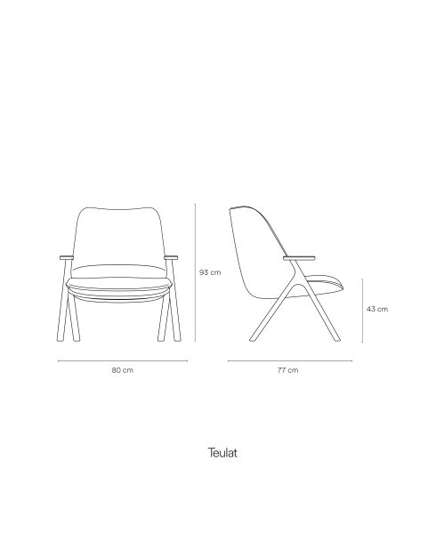 Fauteuil petit format 62108 Dins moutarde avec pieds en bois - 74x77x43/93cm