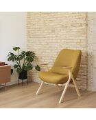 Fauteuil petit format 62108 Dins moutarde avec pieds en bois - 74x77x43/93cm