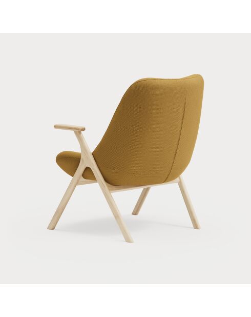 Fauteuil petit format 62108 Dins moutarde avec pieds en bois - 74x77x43/93cm