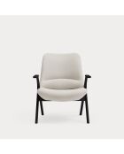 Fauteuil petit format 61200 Dins crème avec pieds noirs en bois - 83x77x43/93cm