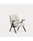 Fauteuil petit format 61200 Dins crème avec pieds noirs en bois - 83x77x43/93cm