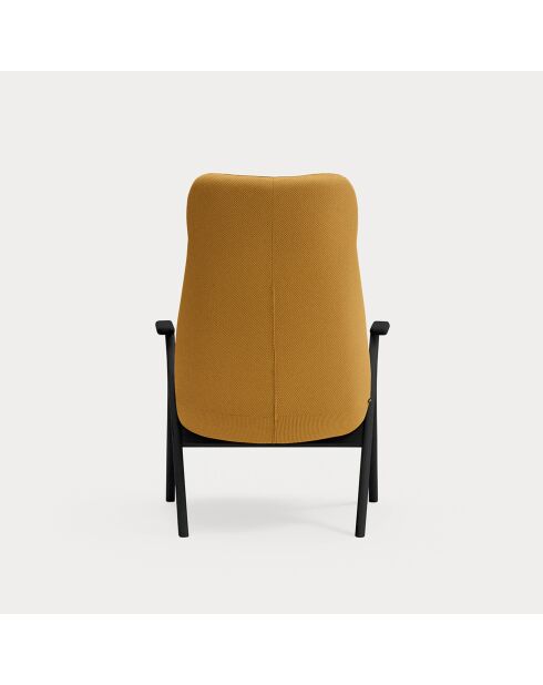 Fauteuil grand format 62108 Dins moutarde avec pieds noirs - 74x80x43/116cm