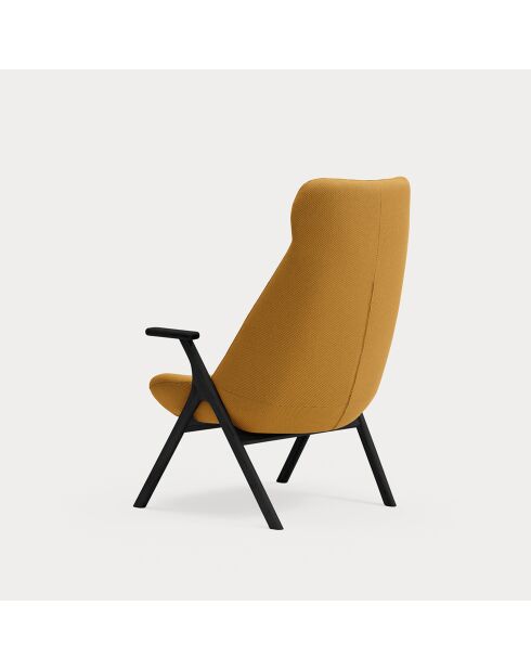 Fauteuil grand format 62108 Dins moutarde avec pieds noirs - 74x80x43/116cm