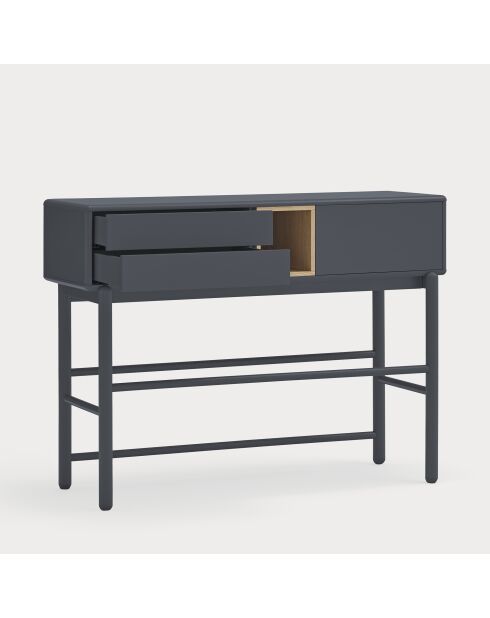 Console Corvo 1 porte et 2 tiroirs gris anthracite - 120x35x90cm