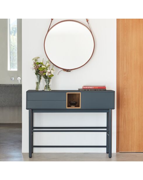 Console Corvo 1 porte et 2 tiroirs gris anthracite - 120x35x90cm